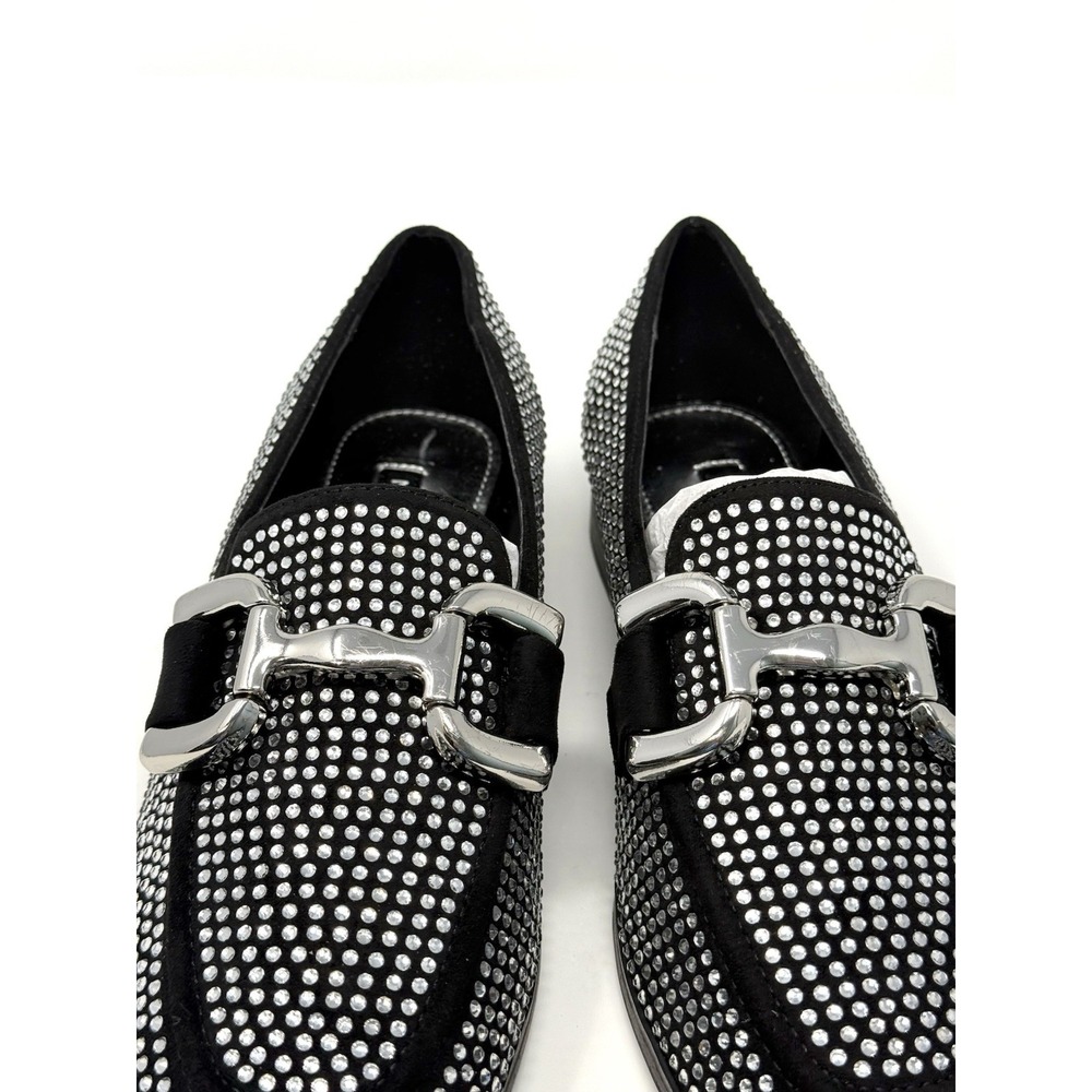 Nine West Women's 7M Black Rhinestone Lilma Horsebit Loafers SlipOn Dress Flat - Picture 10 of 13